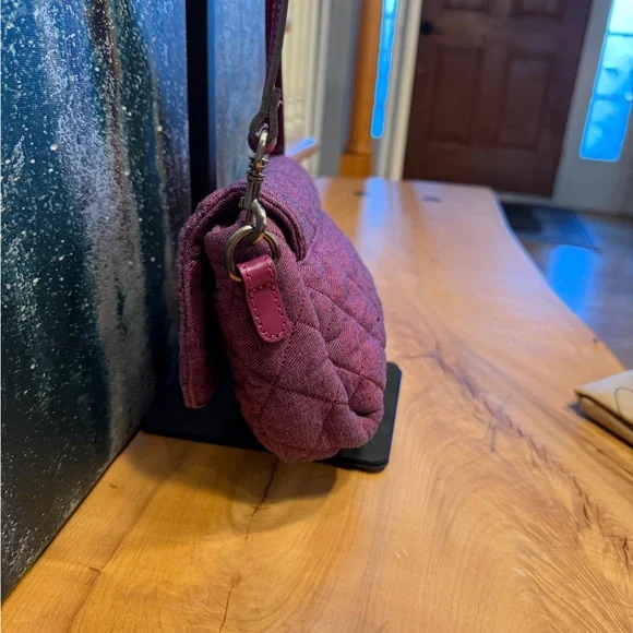 Patricia Nash Quilted Denim Bonny Crossbody in stunning Dark Pink (fusha) NWOT
